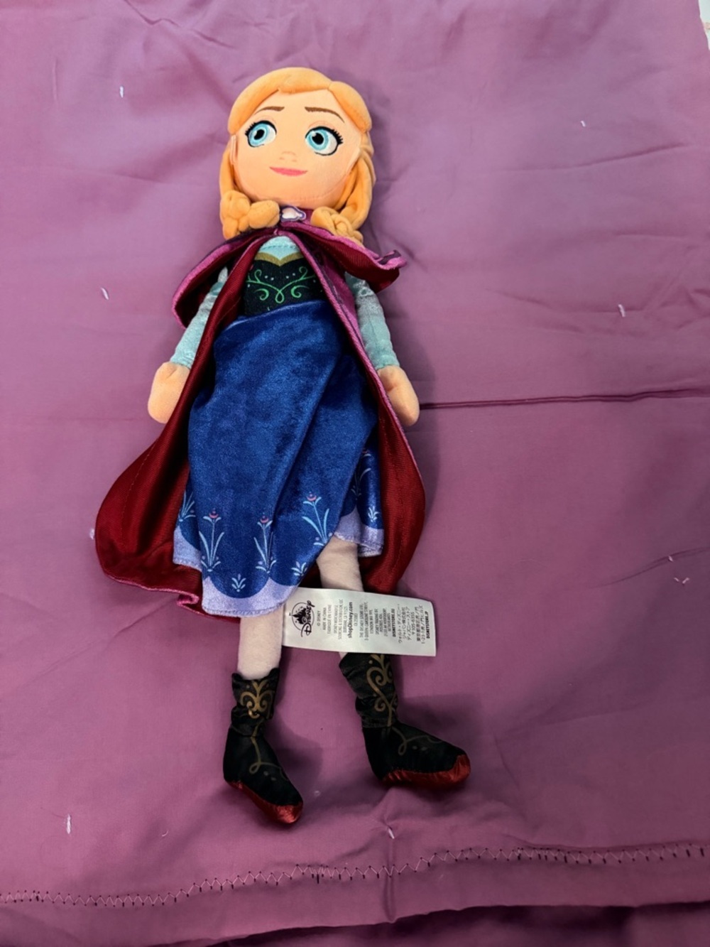 Disney Anna Plush Doll - Blue Dress & Burgundy Cape 17"